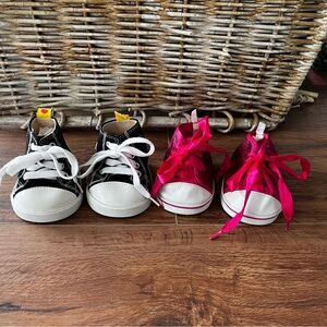 Build a bear high top sneakers. Black and Pink glitter BAB   2 pairs